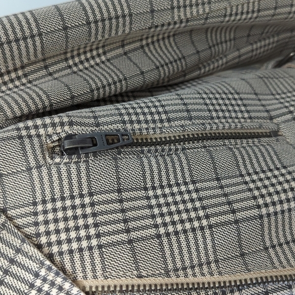 Blank NYC Plaid Double Breasted Moto Jacket Cream Gray M fall streetwear casual - Picture 6 of 12